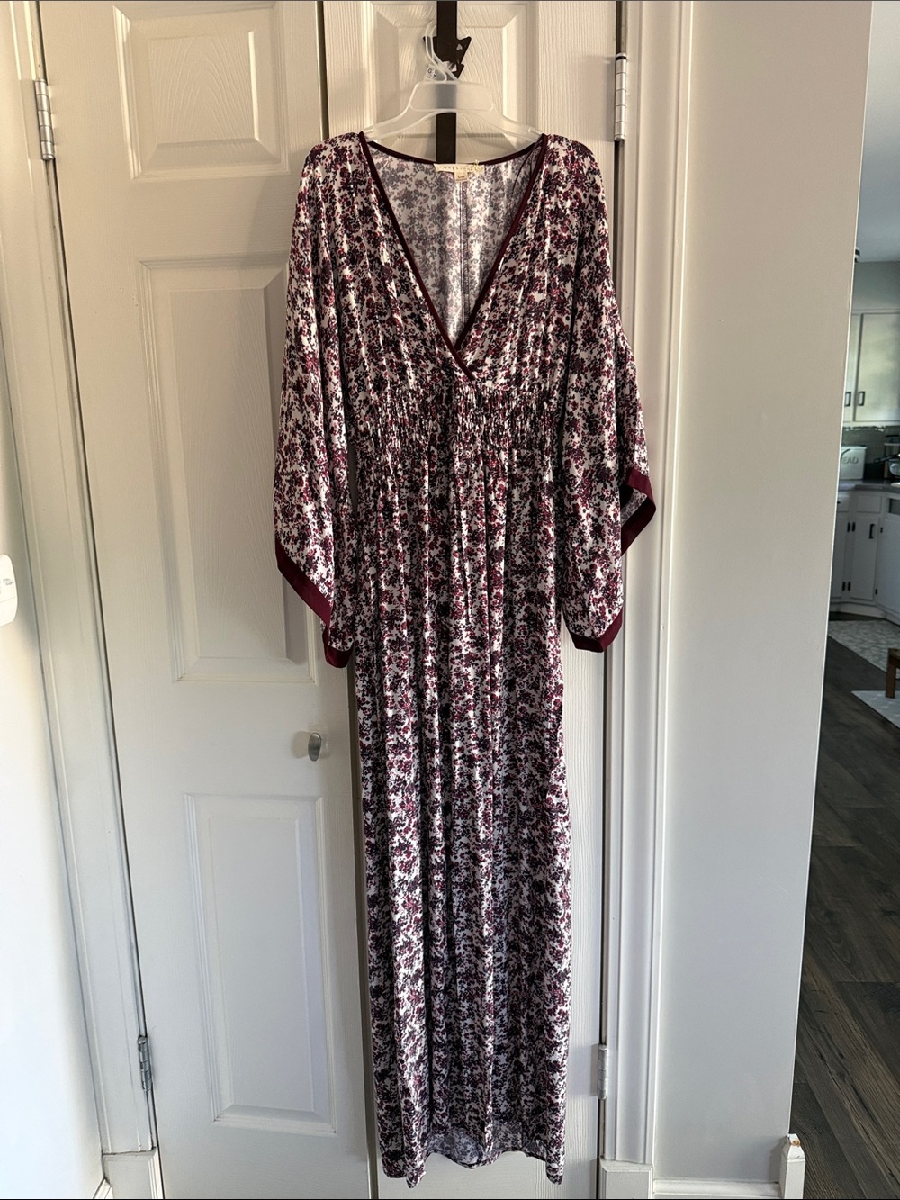 lovestitch Floral Maxi Dress in Burgundy and White
